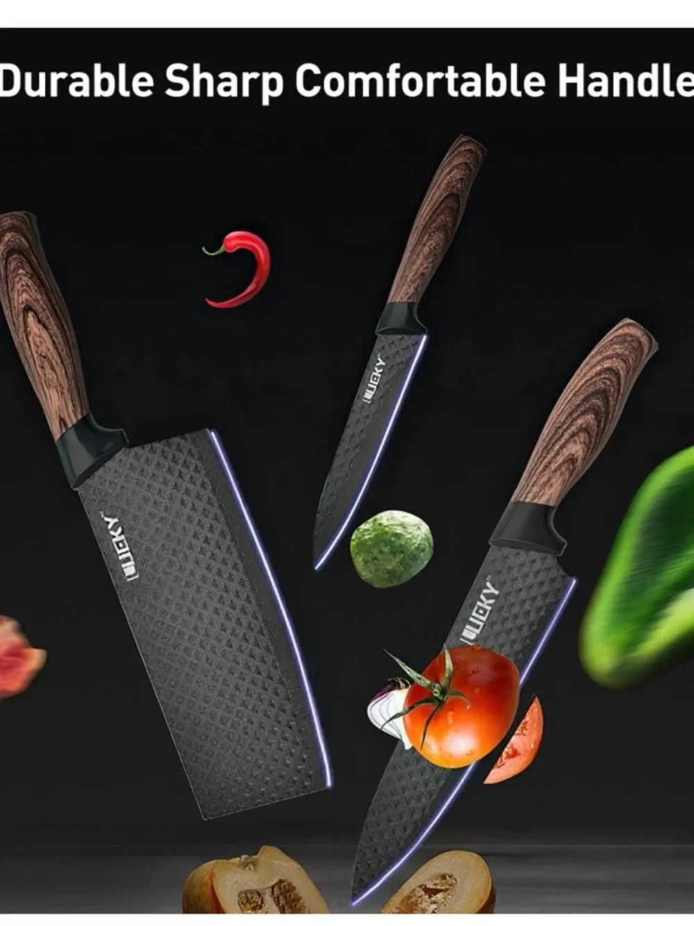 Chef Knife Set DFITO 6Pcs Stainless Steel pieces  Non-Stick Coating, Ultra Sharp